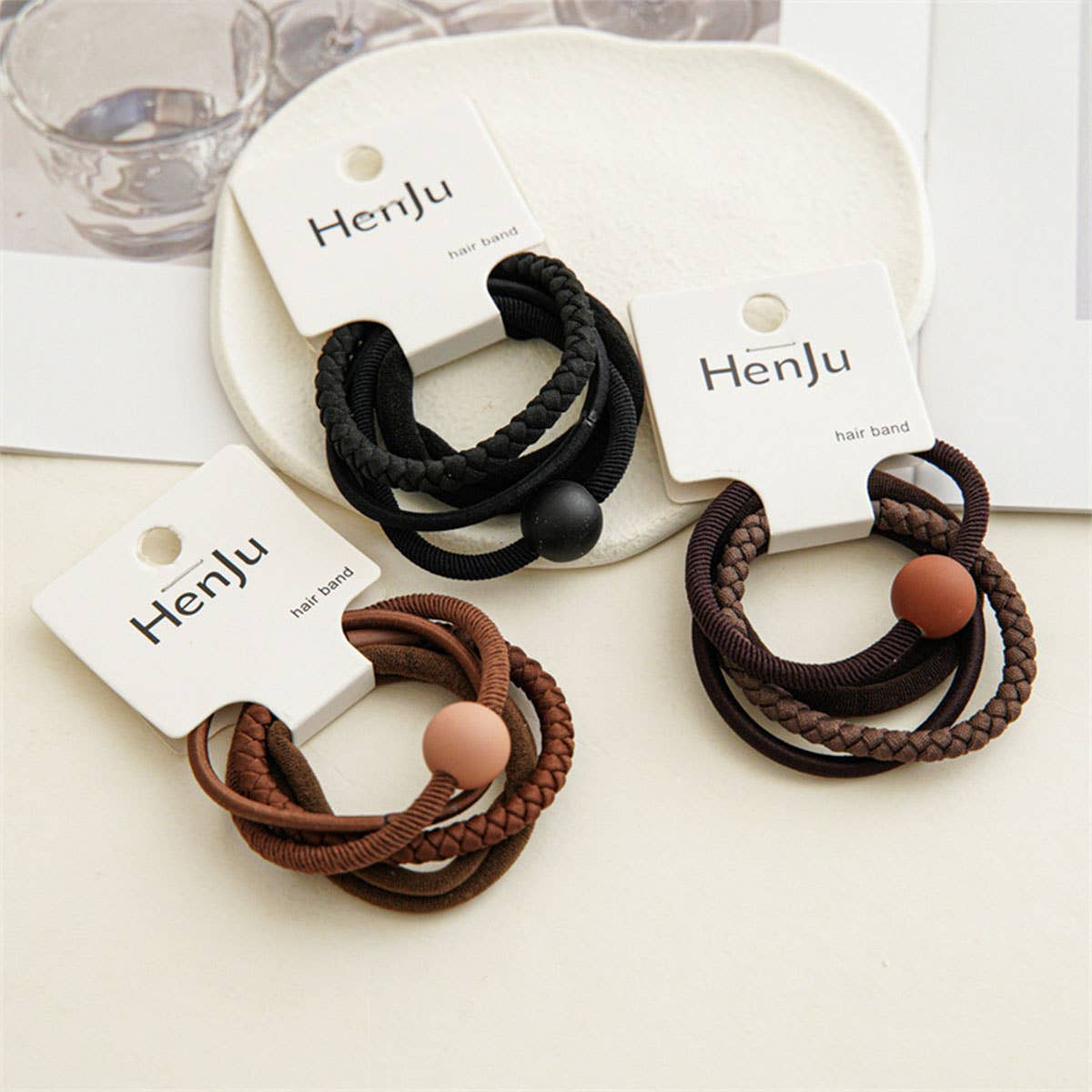 4PCS/SET BALL SIMPLE HAIR TIES_CWAHA0333
