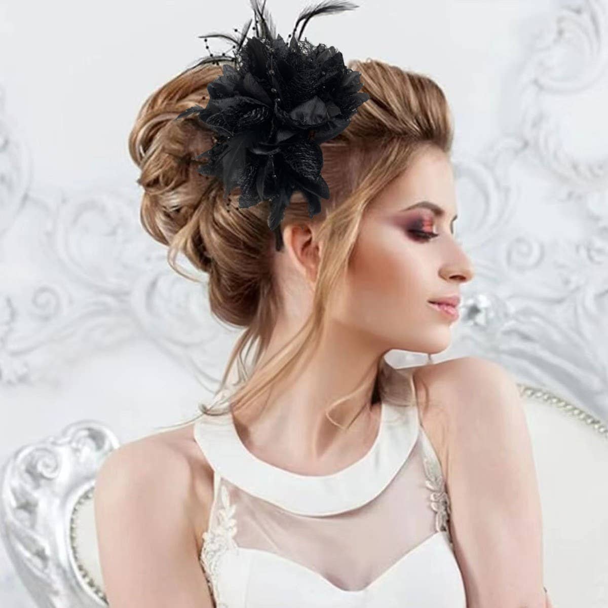 CWAHA07153_FEATHER FLOWER HEADBAND FOR  PERFORMANCE