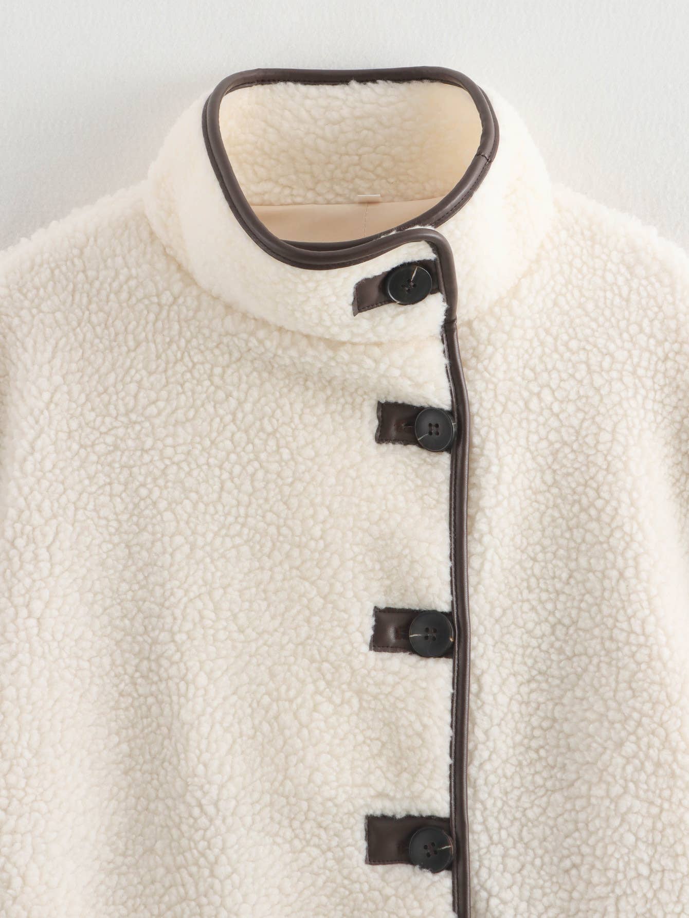 FASHION CASUAL LOOSE LAMB WOOL STAND COLLAR COAT
