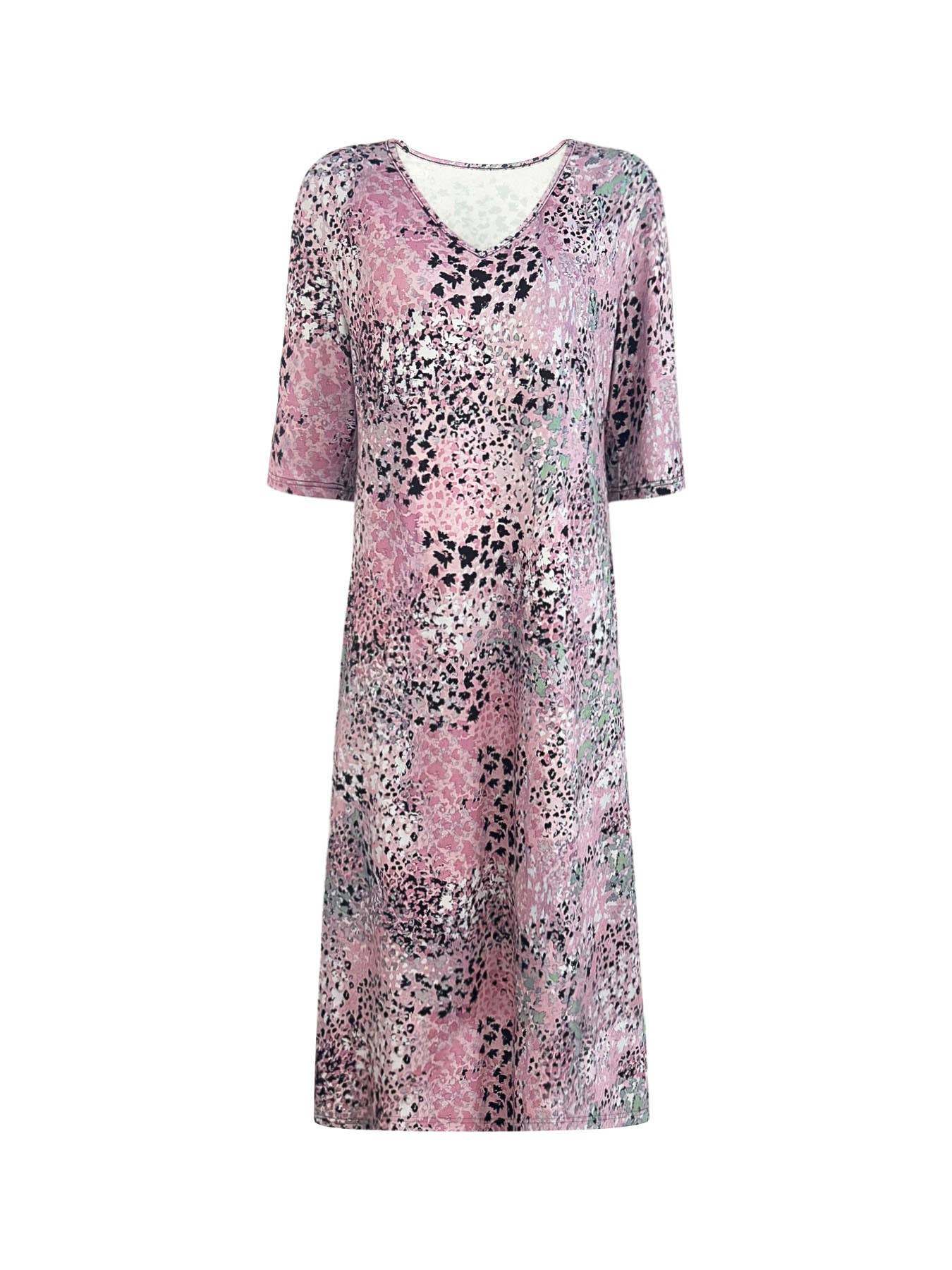 CWDMD5688_SUMMER V-NECK SHORT-SLEEVED FLORAL DRESS