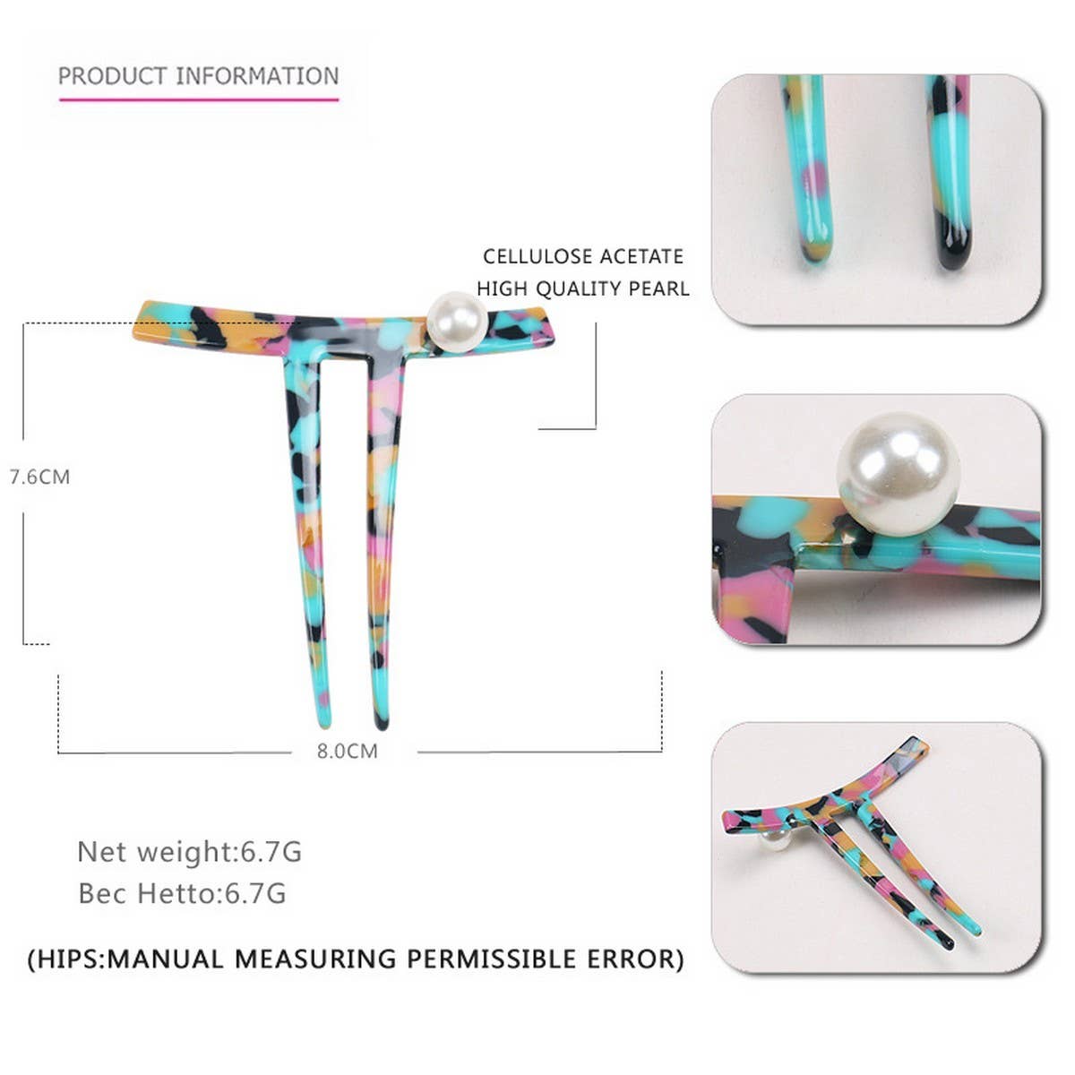 HAIRPIN ACETATE HAIRPIN INK TWO-TOOTH HAIRPIN