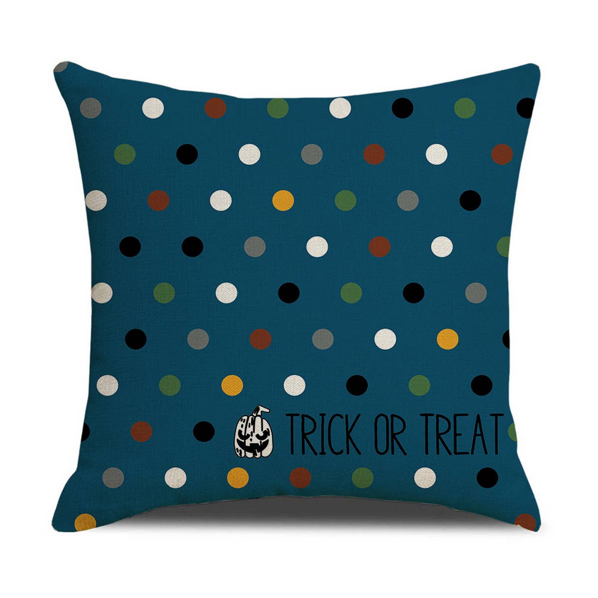 HALLOWEEN DARK BLUE PLAID PUMPKIN PILLOWCASE