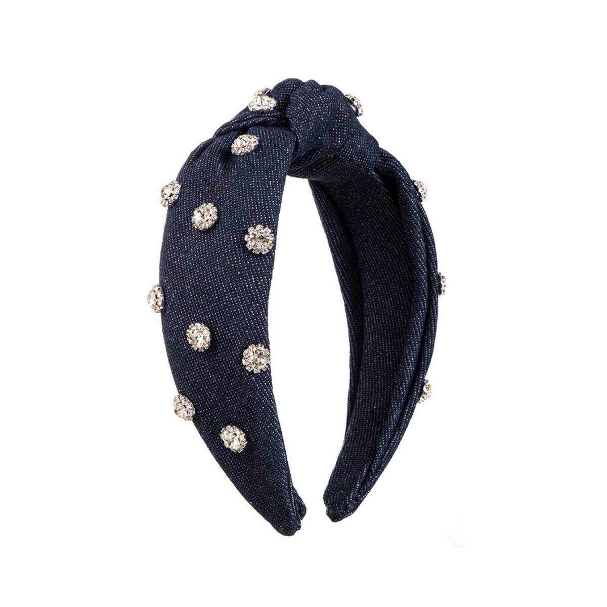 FASHIONABLE WIDE CENTER KNOT DENIM HEADBAND