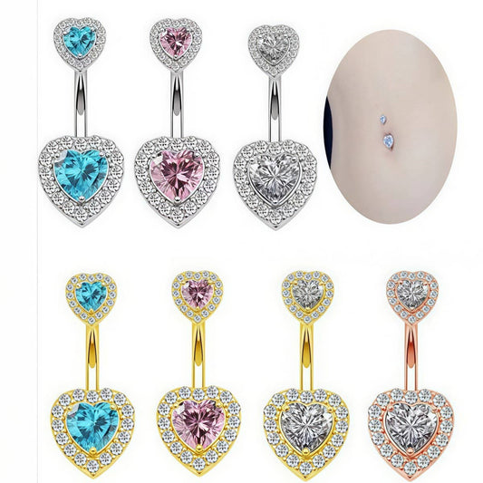 Heart CZ Belly Button Ring ? Hypoallergenic