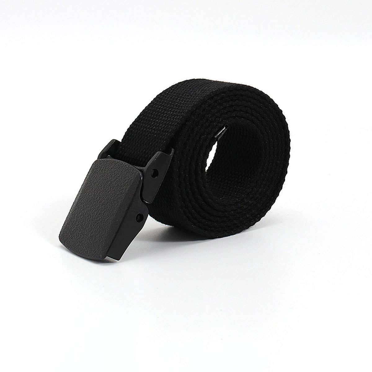 SOLID COLOR WOVEN CANVAS BELT WITH PLASTIC BUCKLE_CWABE0675