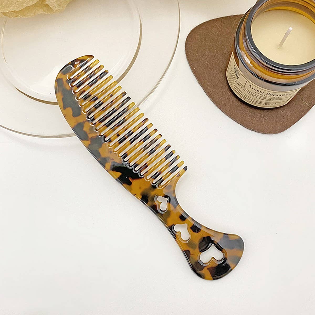 Vintage Acetate Heart Comb for Hair & Makeup