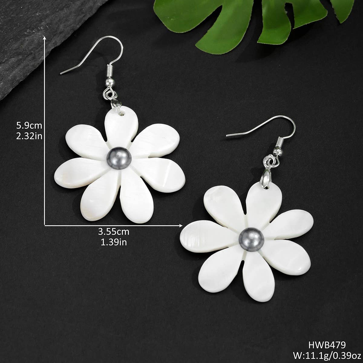 NEW FASHION ACRYLIC FLOWER WHITE SHELL EARRINGS