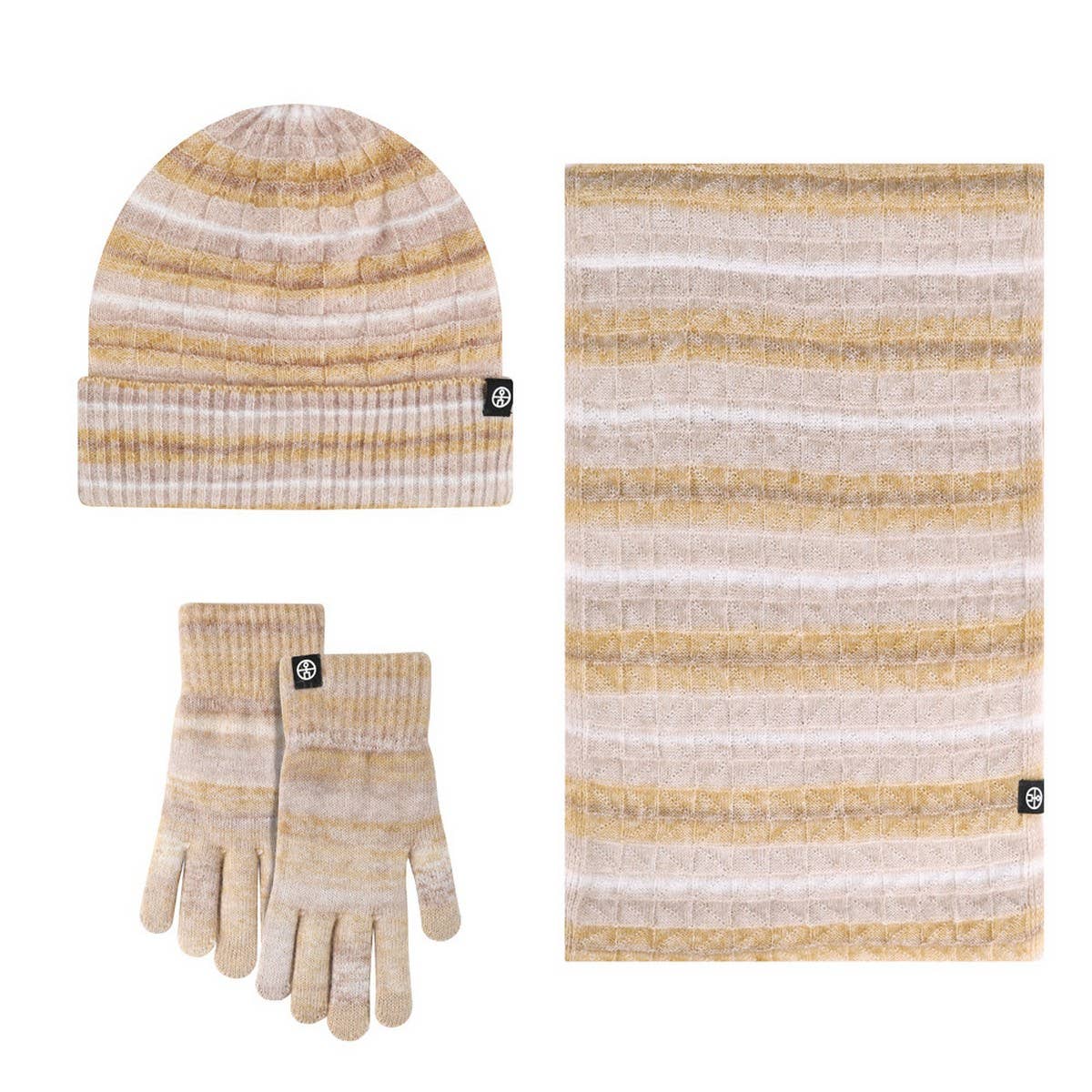 WINTER STRIPED GRADIENT SCARF THREE-PIECE SET