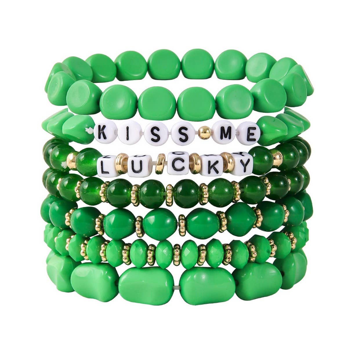 ST. PATRICK'S DAY ACRYLIC BEADED BRACELET SET_CWMM3504