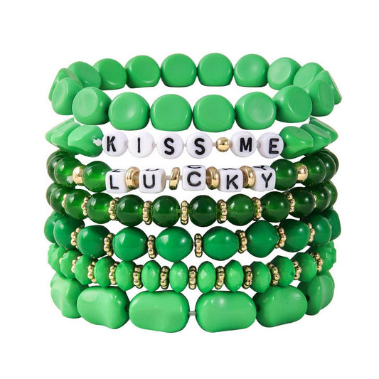 ST. PATRICK'S DAY ACRYLIC BEADED BRACELET SET_CWMM3504