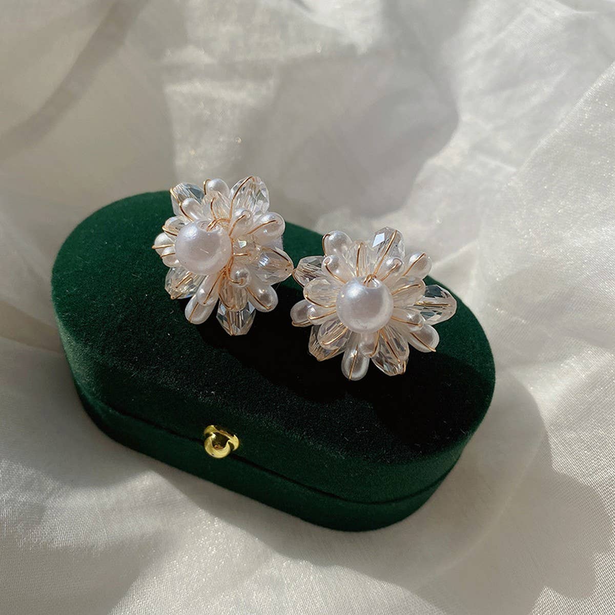 FRENCH VINTAGE PEARL FLOWER EARRINGS