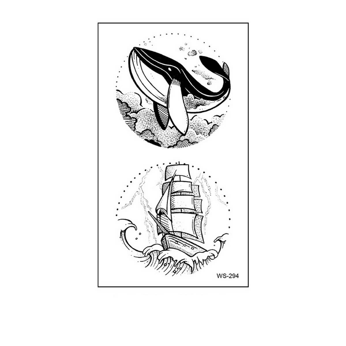 Minimalist Nature Tattoo Stickers ? Whale & Forest