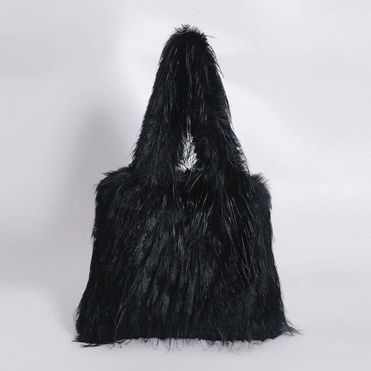 Fluffy Fur Tote Handbag Women Chic Shoulder Bag_CUAB00565