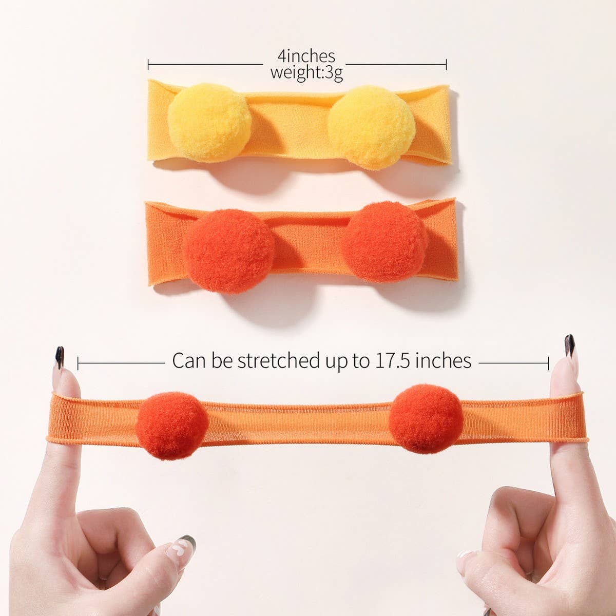 Kids Pom Pom Elastic Nylon Headband Set
