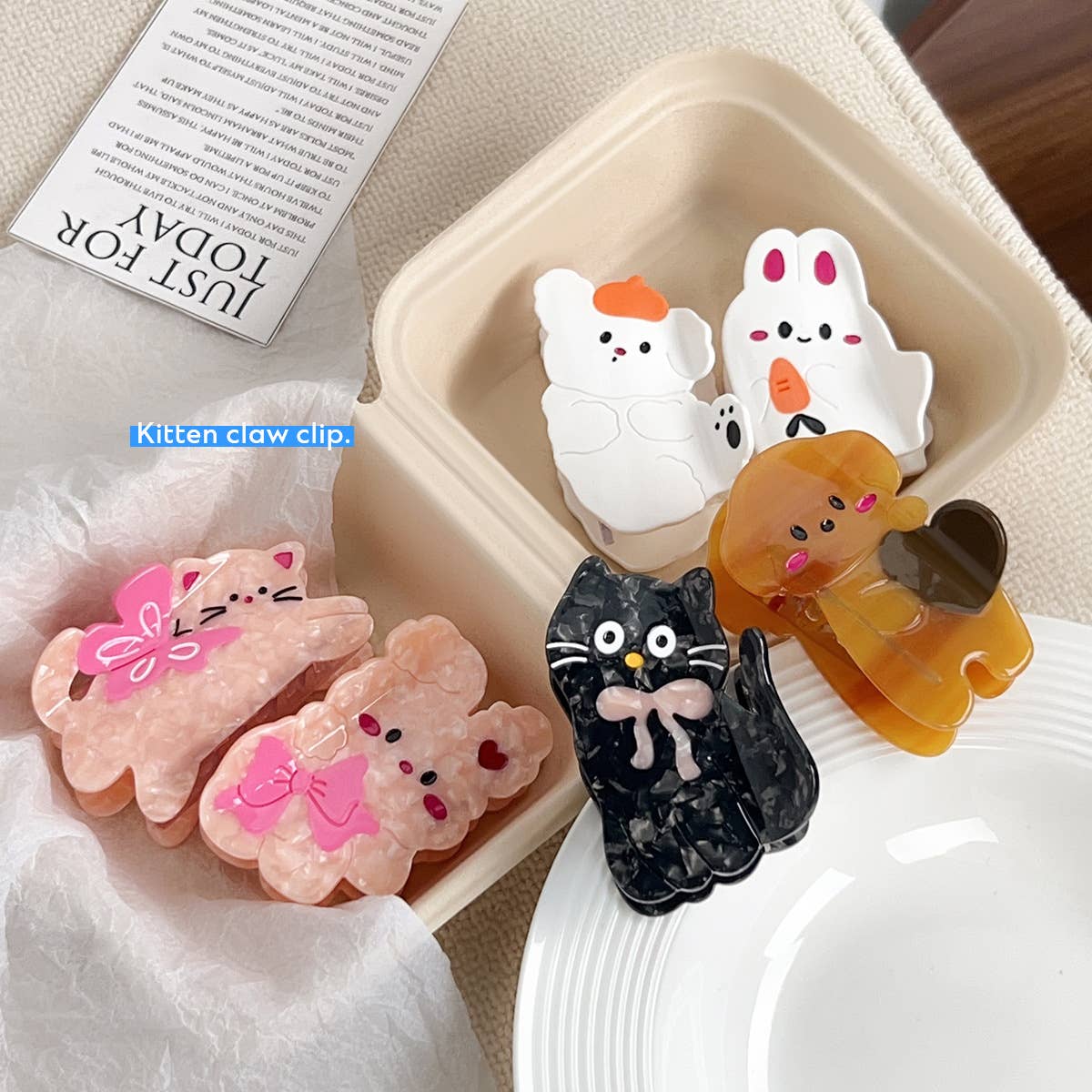 Cute animal acetate plate gripper shark gripper