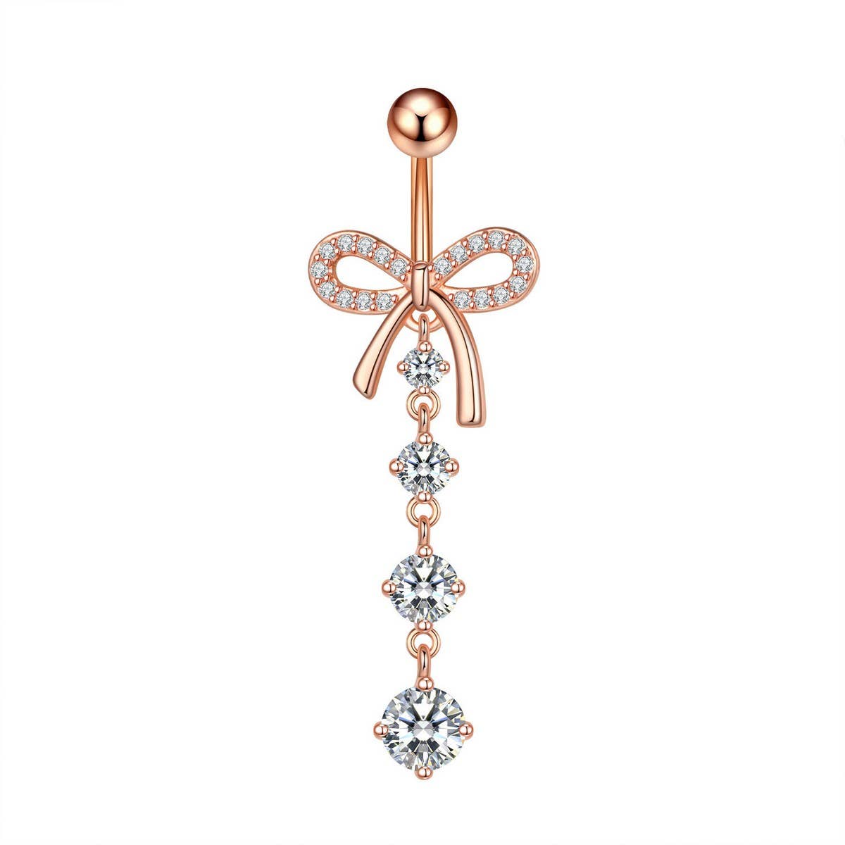 Bowknot Belly Ring Micro CZ Dangle Piercing_CWMM9312