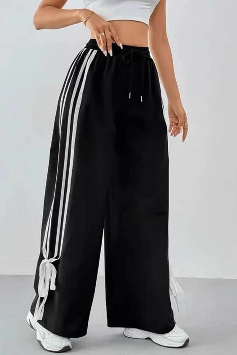 CWBLP2090_COLORBLOCK ELASTIC WAIST WIDE LEG PANTS