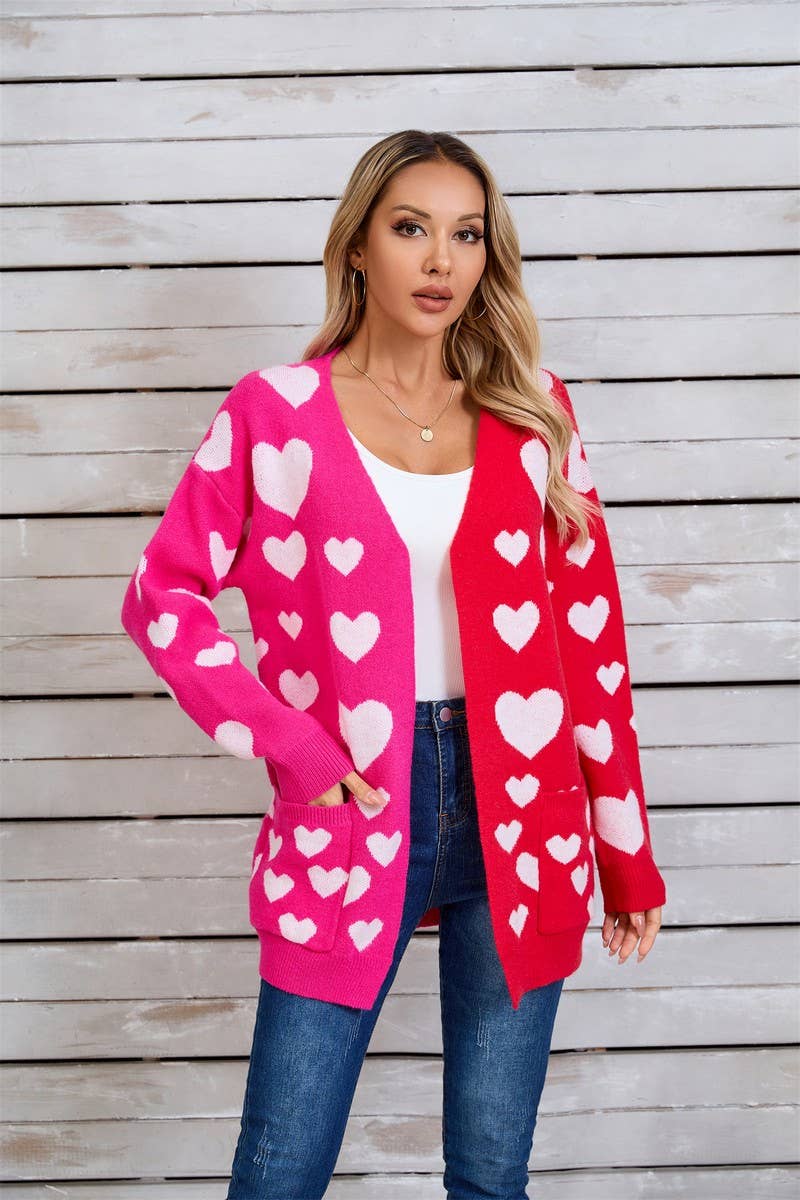 CWOCAL1800_VALENTINE'S DAY LONG HEART CARDIGAN SWEATER