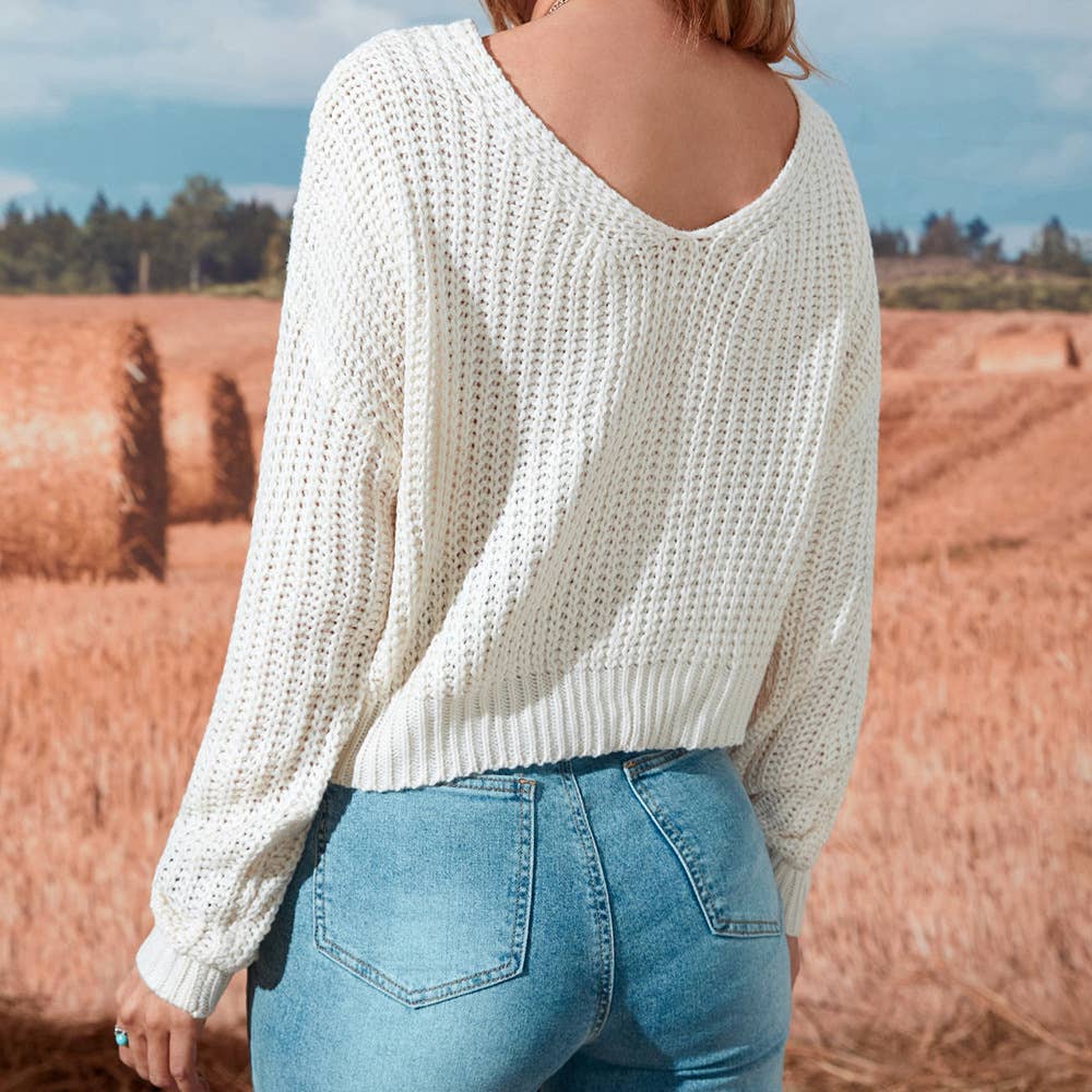 SEE-THROUGH KNIT DIAGONAL SHOULDER BASE SWEATER