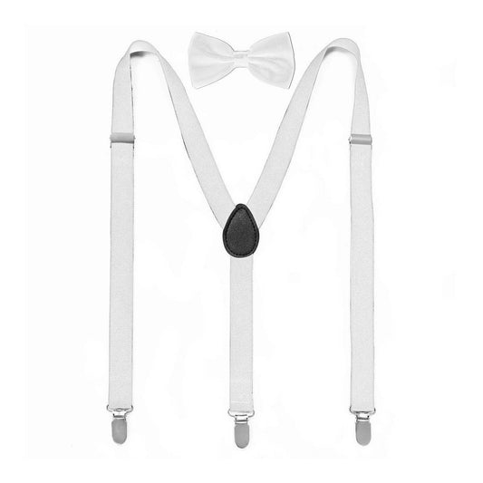 MULTICOLOR SOLID COLOR SUSPENDER CLIP BOW TIE SET