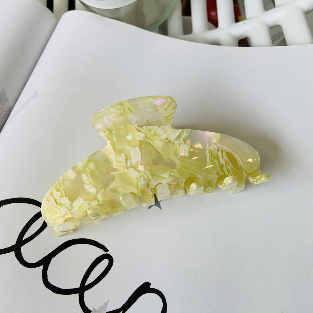 Colorful Floral Acetate Hair Claw, Large Chic Clip