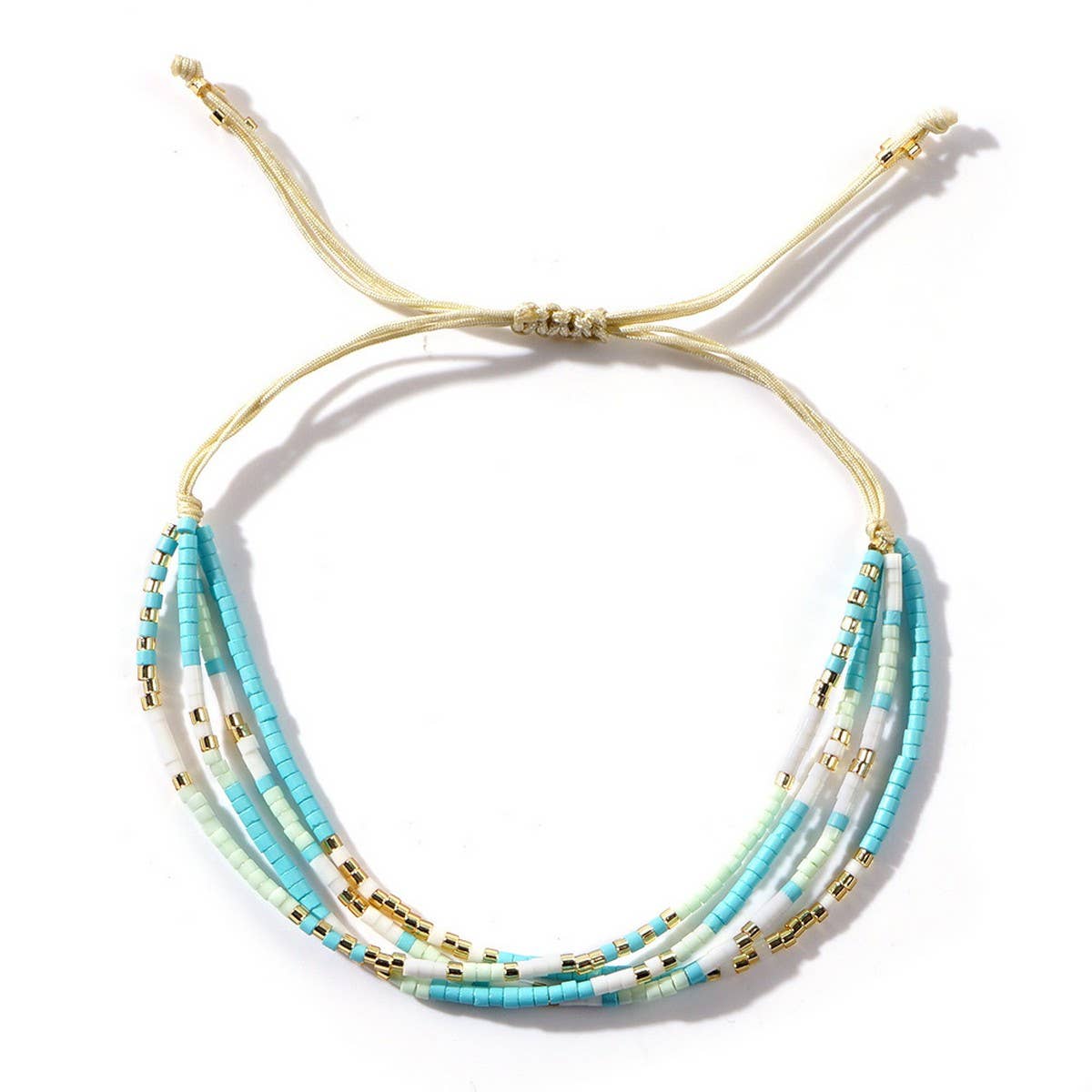 MIXED COLOR RICE BEADS STACKING DESIGN BRACELET