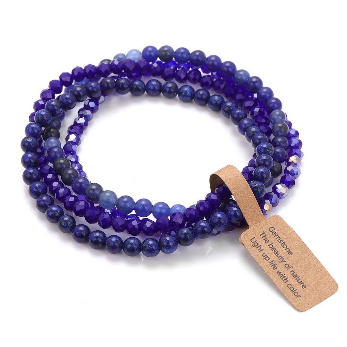 CWAJE4304_GLASS BEAD STONE BEADED FOUR-PIECE BRACELET