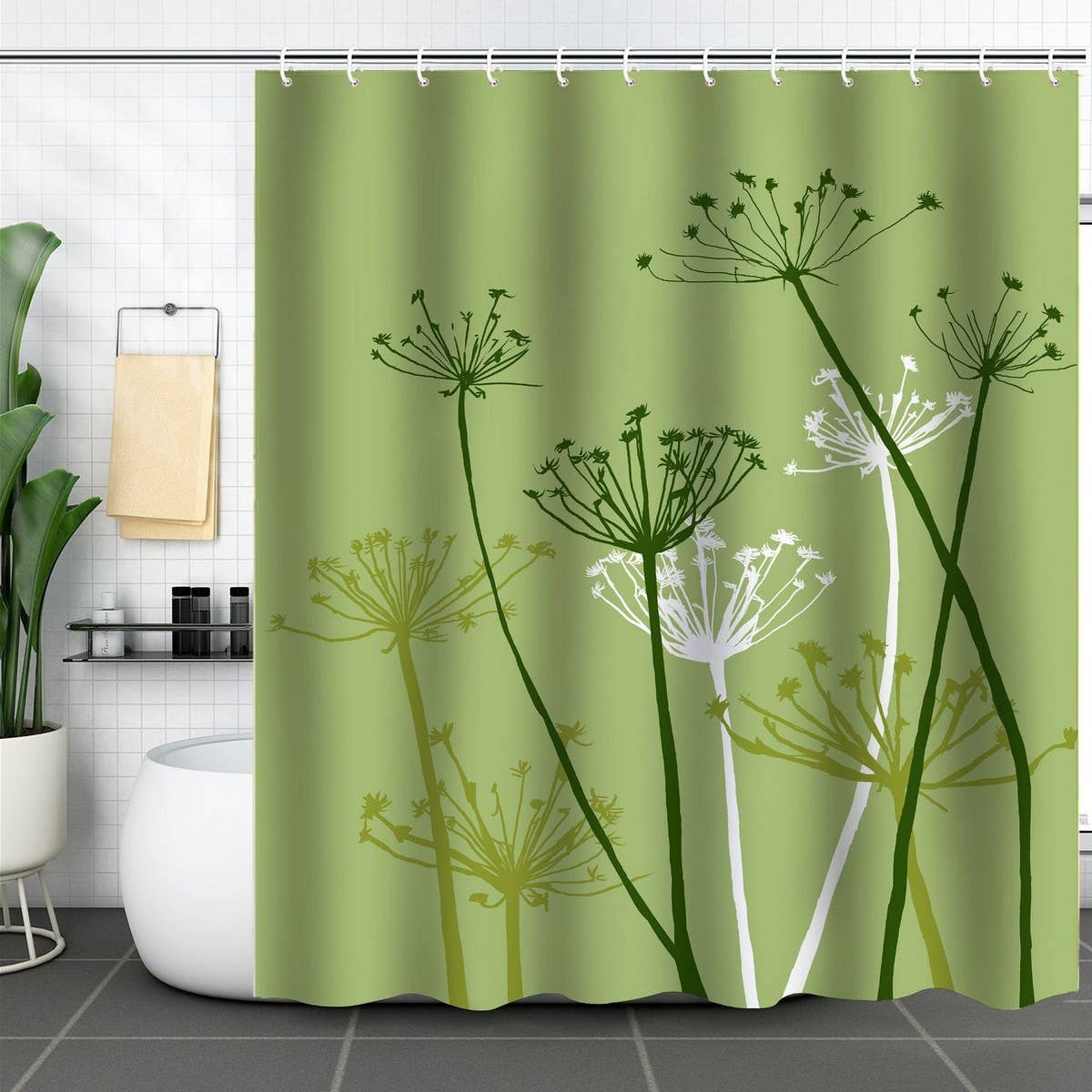 DANDELION FLOWER WATERPROOF SHOWER CURTAIN