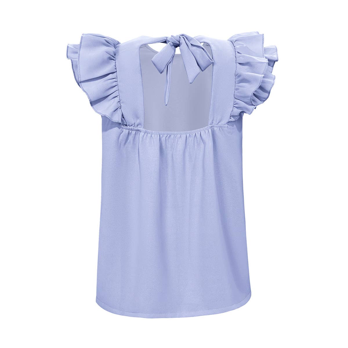 Ruffled LACES a round neck plain-colored vest