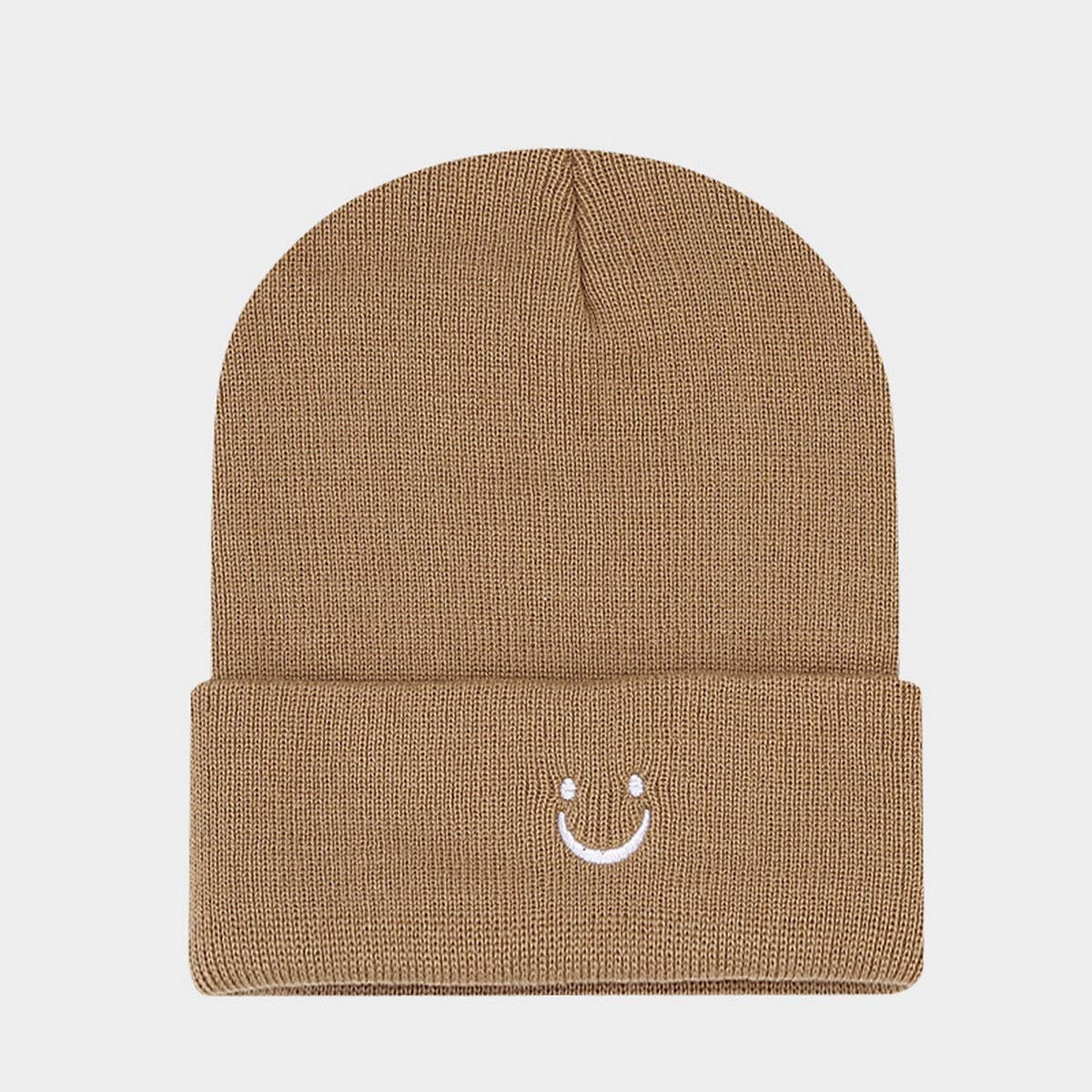 LITTLE SMILEY FACE SIMPLE EMBROIDERED KNITTED HAT_CWAH2070