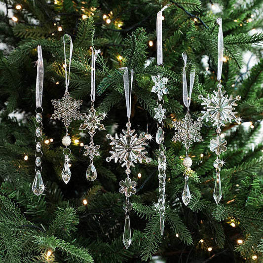 Clear Acrylic Snowflake Crystal Icicle Set Decor
