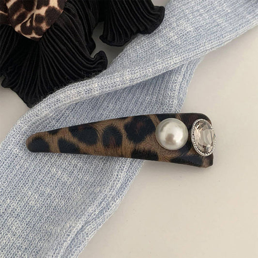 Leopard print premium bangs clip back headpiece