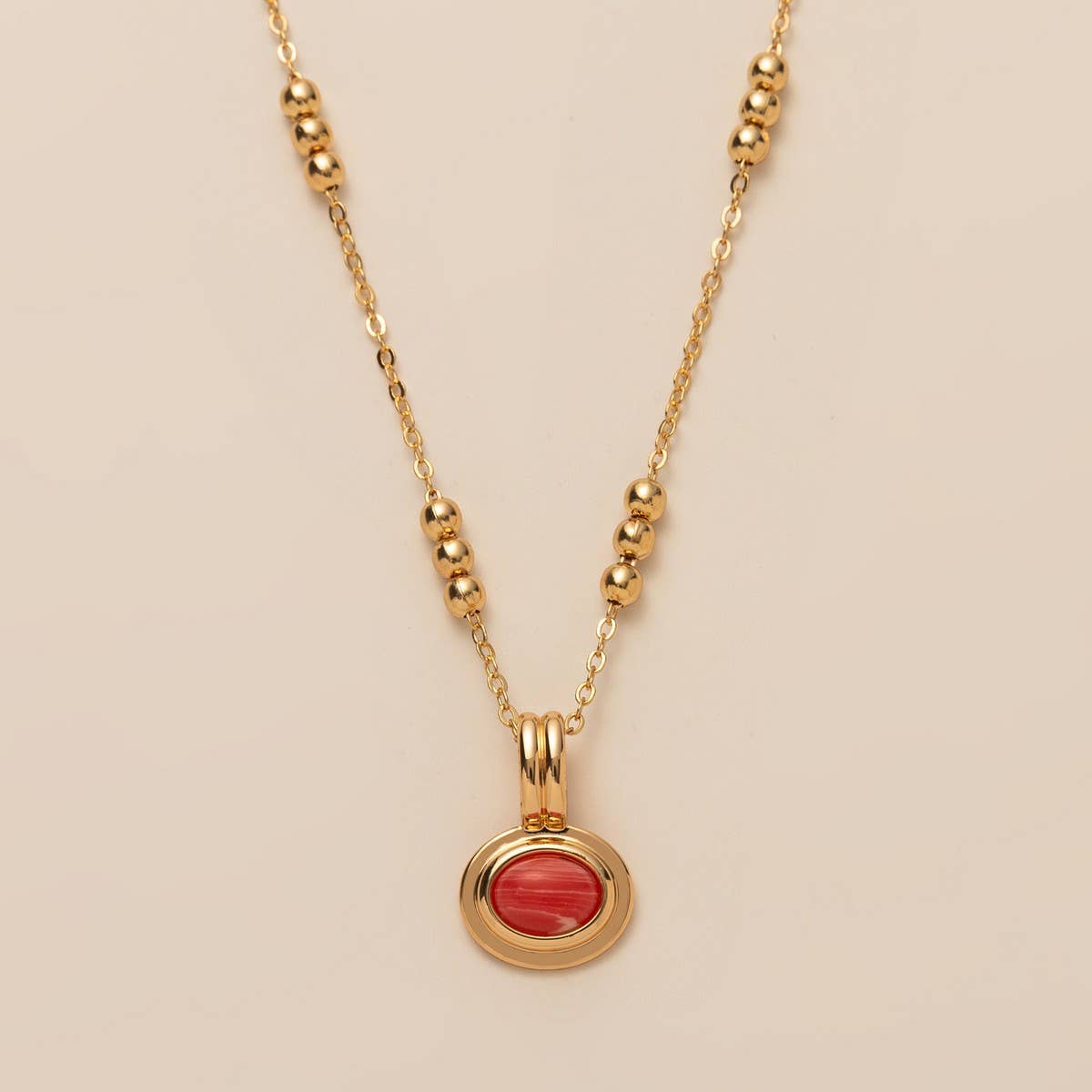 Stainless Steel Multi-Layered Gemstone Necklace_CWMM5733