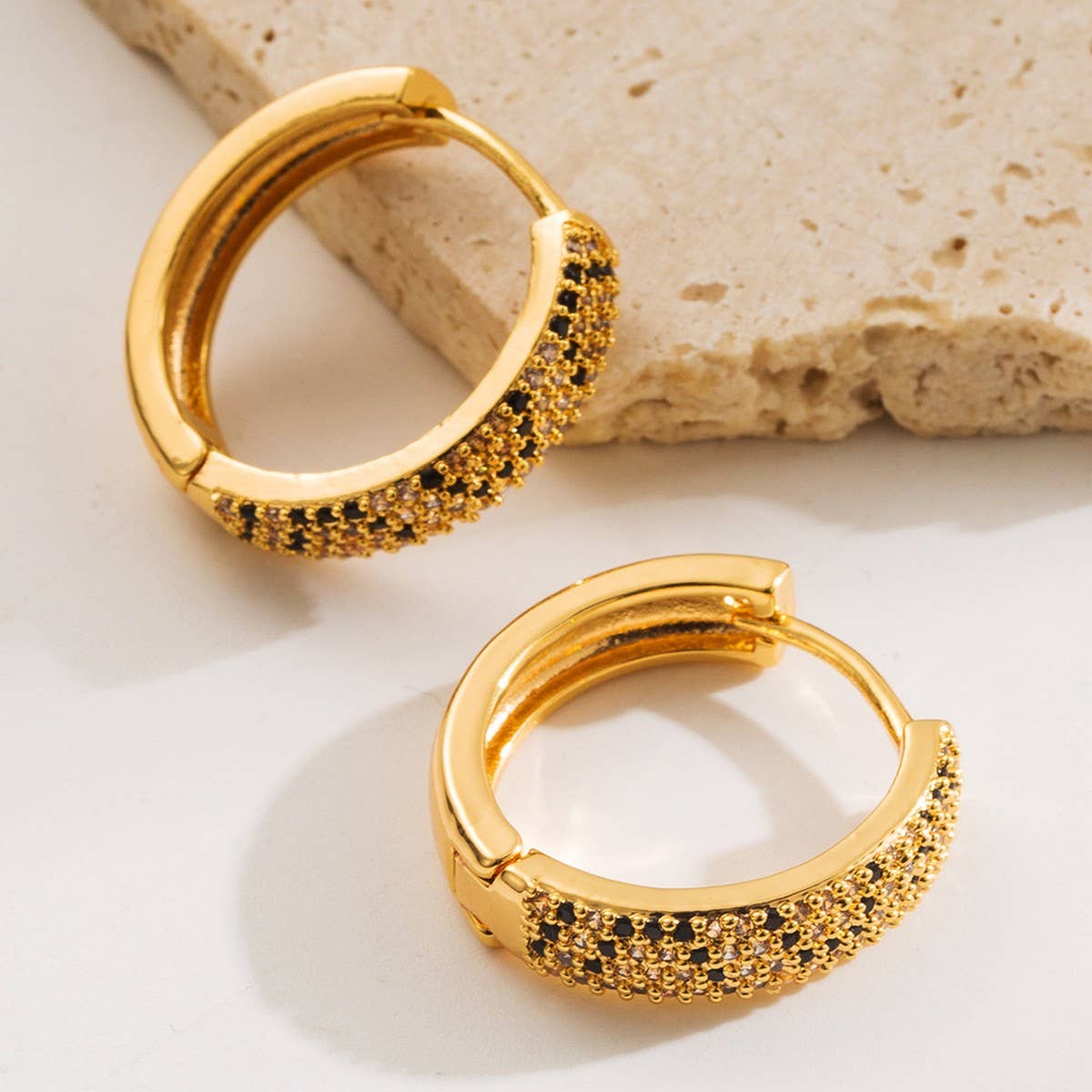 Gold-Plated Square U-Shaped Stud Earrings