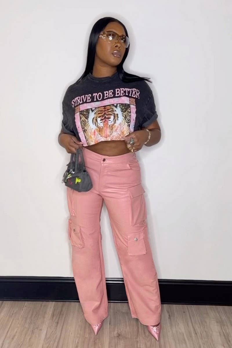 WOMEN HIGH WAIST MULTI POCKET SLIM FIT PANTS_CWBLP0282