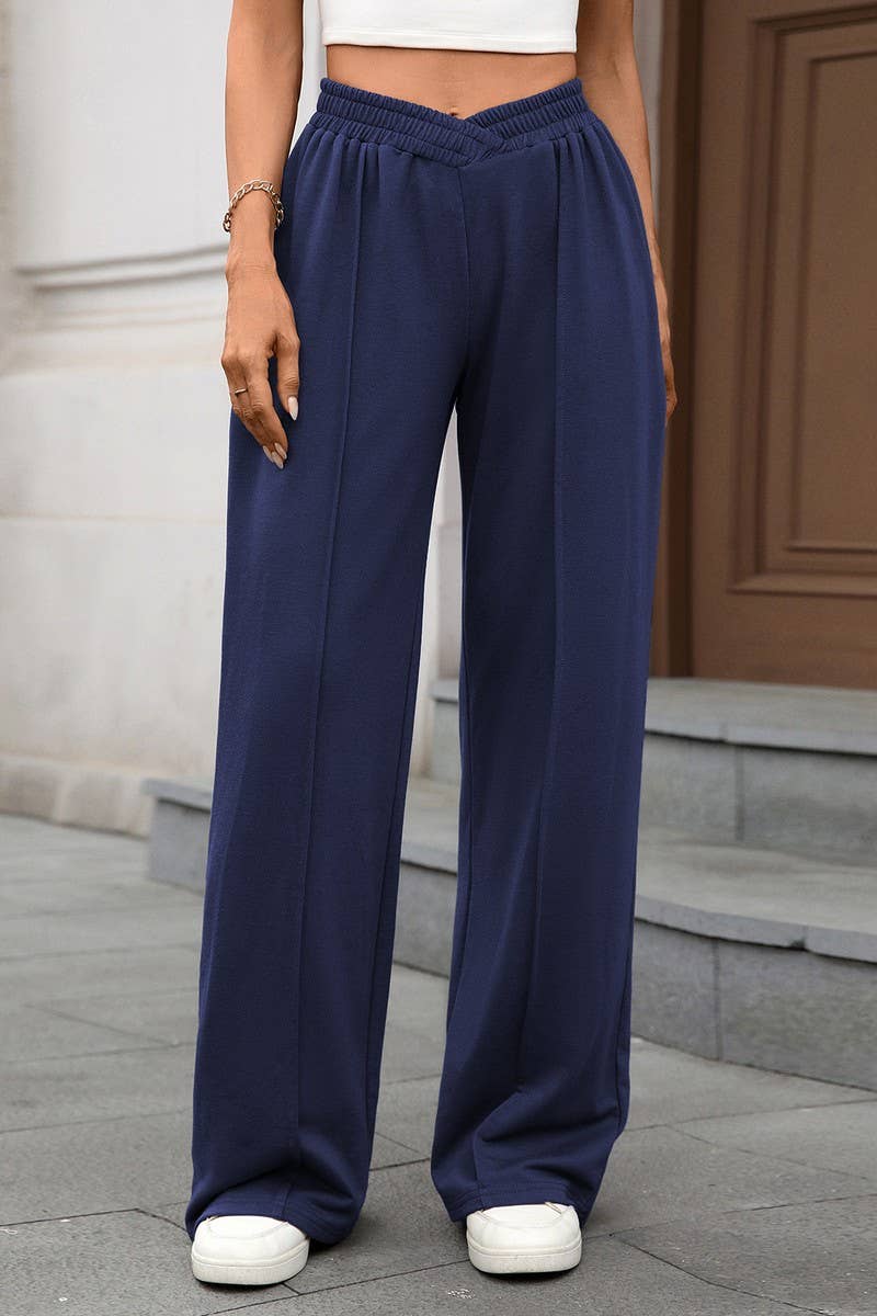CWBLP01091_CASUAL ELASTIC WAIST WIDE LEG TROUSERS