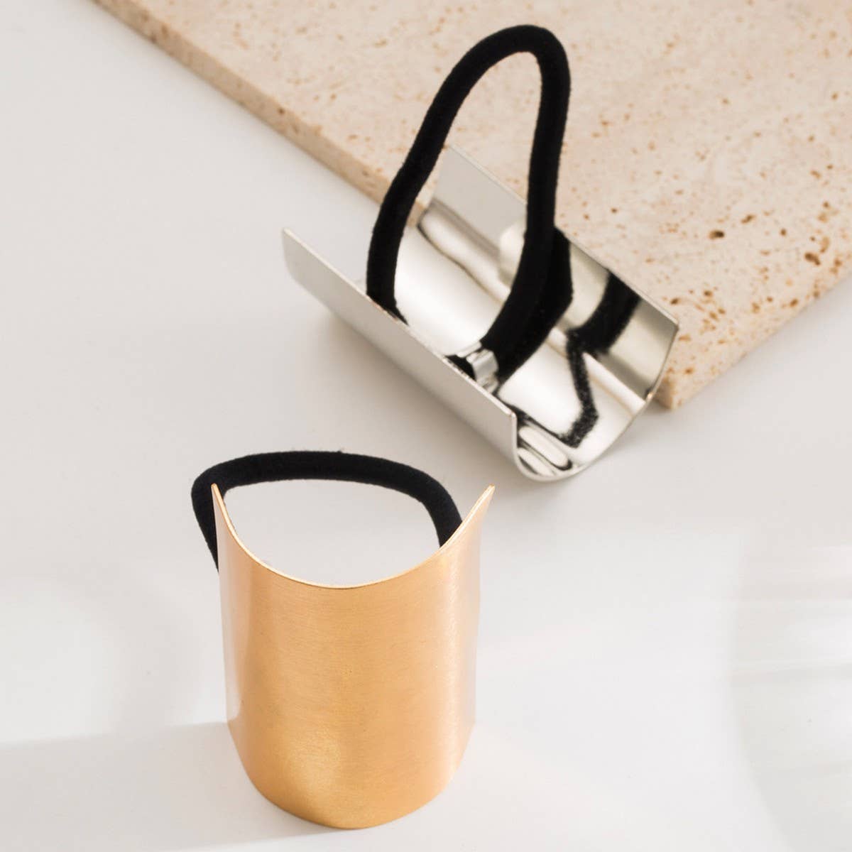 Minimalist Korean Metal Hair Tie, Textured Shine