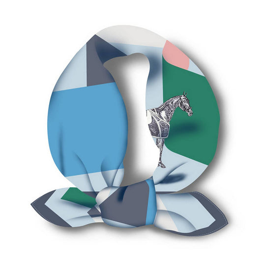 Geometric Print Reversible Satin Scarf for Summer