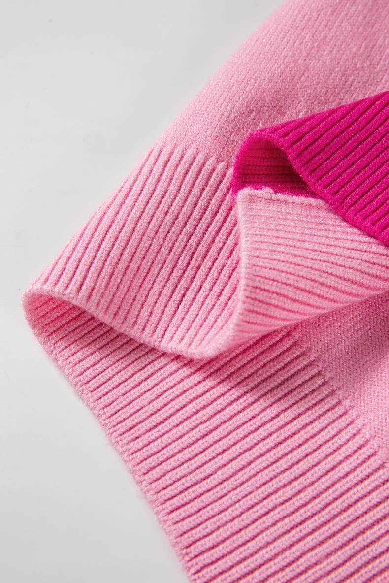 FASHION CONTRAST COLOR PATCHWORK CREWNECK SWEATER