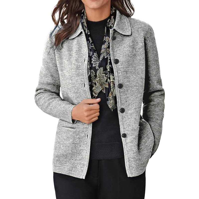 SOLID COLOR STYLISH LAPEL BUTTON COAT