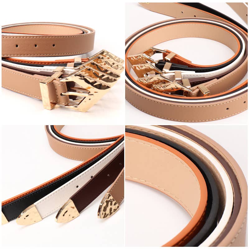 Retro simple and trendy alloy buckle belt