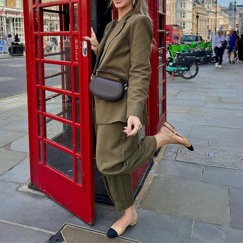 SOLID COLOR SINGLE-BREASTED TWO-PIECE SUIT