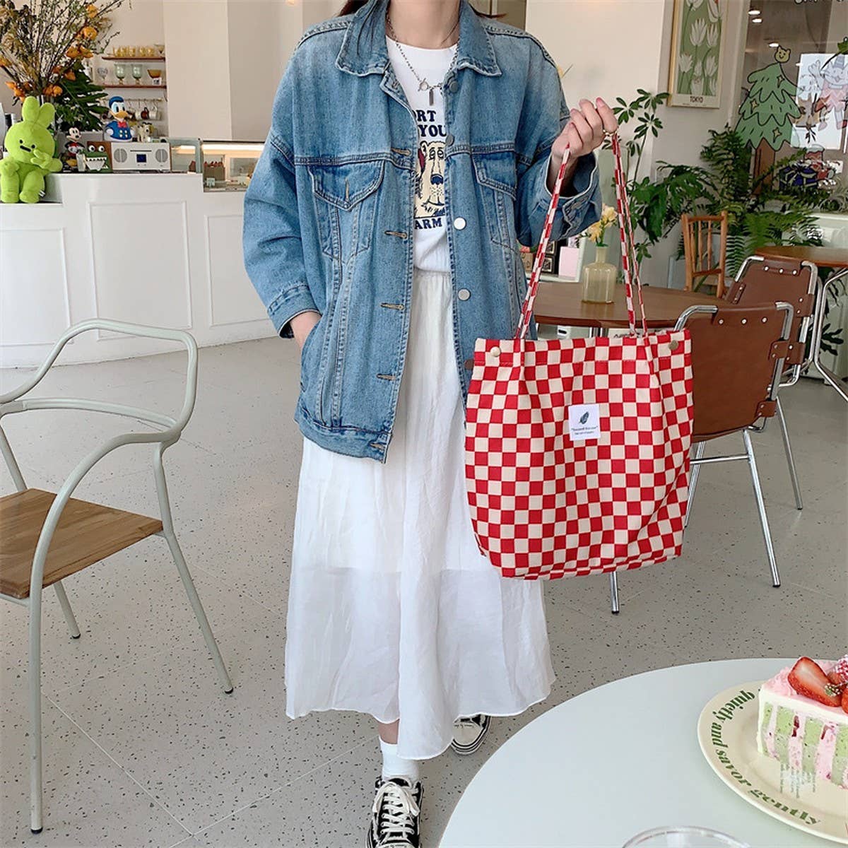 CWAB3899_CORDUROY SNAP-BUTTON LARGE-CAPACITY SHOULDER BAG