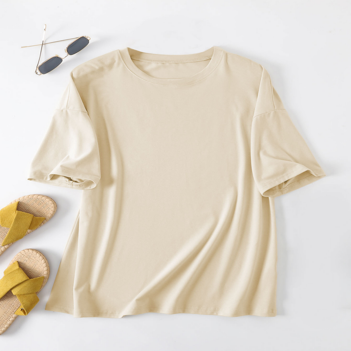 Women's Casual Oversized Tee, Crew Neck Design