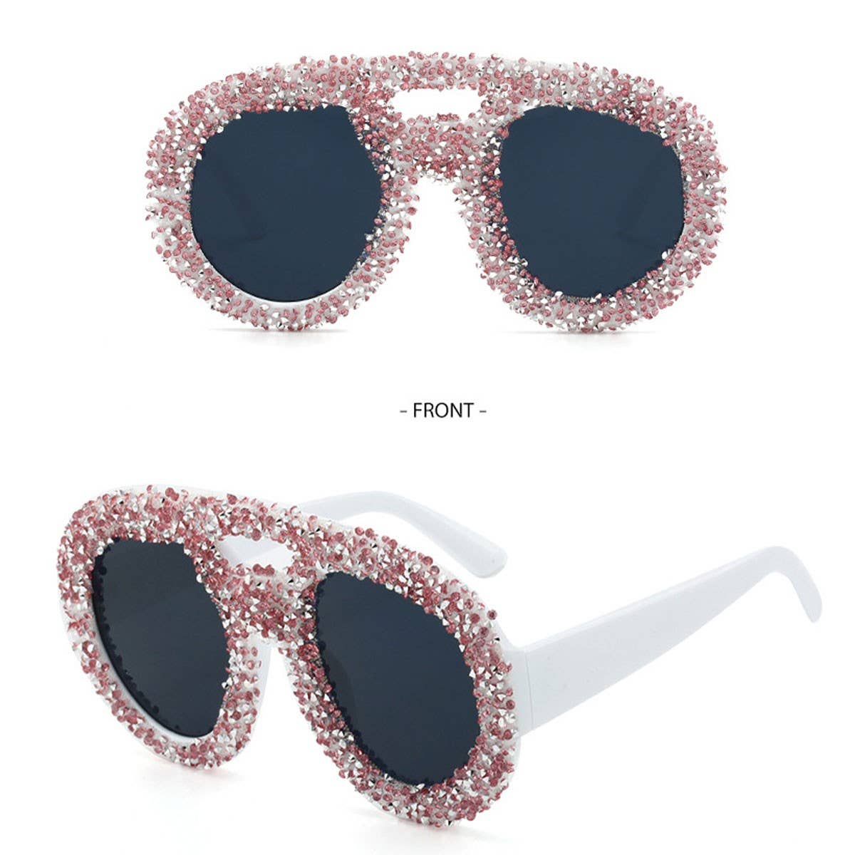 DOUBLE BEAM LARGE FRAME ROUND SUNGLASSES