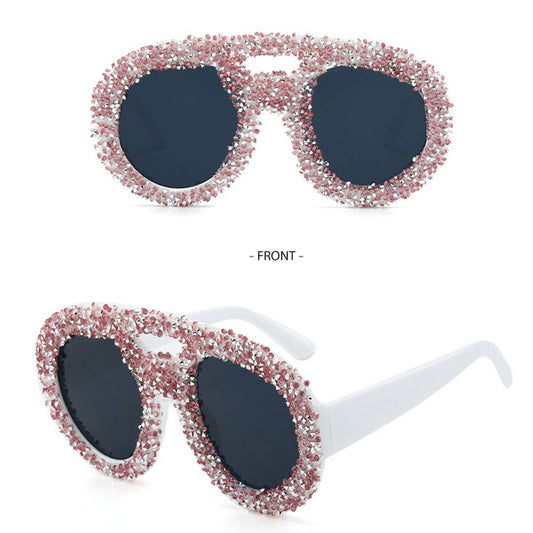 DOUBLE BEAM LARGE FRAME ROUND SUNGLASSES