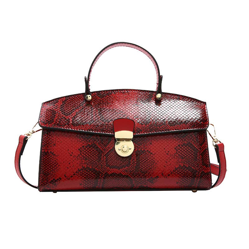 Large-capacity snake-patterned hand-held tote bag