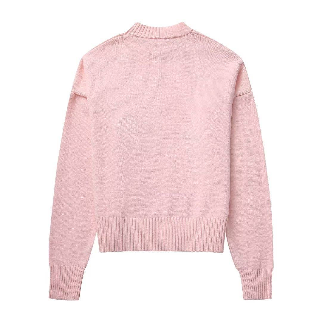 Sweet round-neck casual pullover sweater