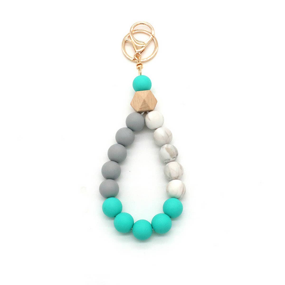 COLORFUL SILICONE BEAD BRACELET KEYCHAIN