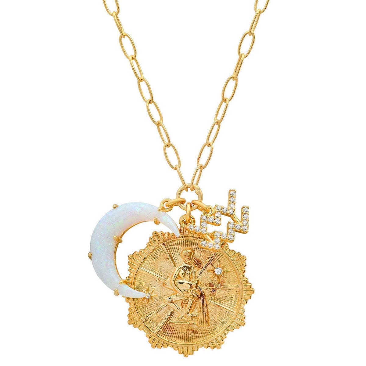 Micro-paved Zirconia Zodiac Pendant Necklace